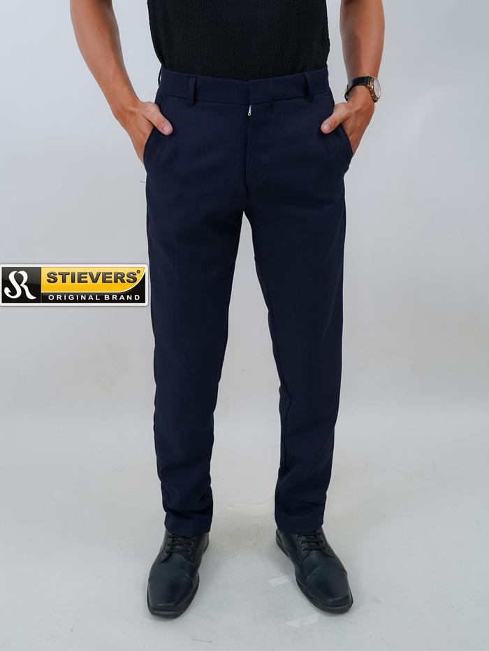 STIEVERS - Celana Kantor bahan Formal Biru Slimfit - Navy
