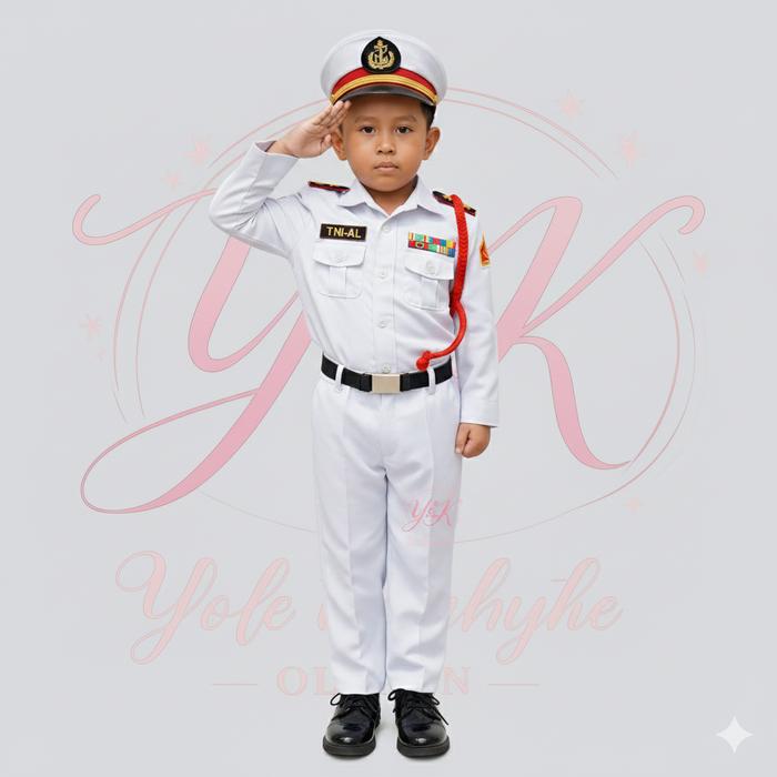 Seragam Profesi Anak Angkatan Laut Baju TNI AL Usia 3-8 Tahun Bahan Japan Drill Nyaman Tahan Lama un