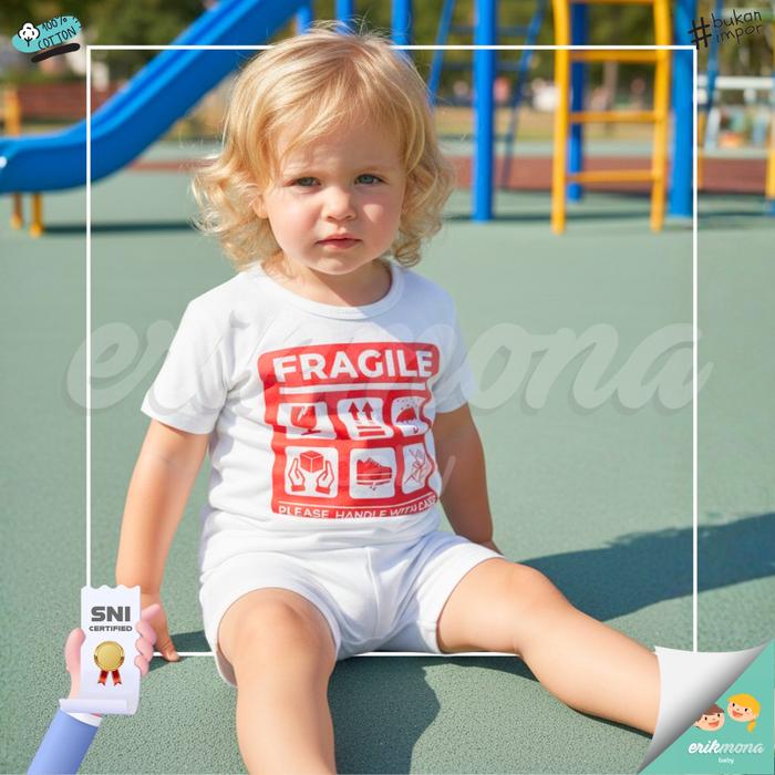 Ermon Baby - Setelan Anak Laki Laki Perempuan Baju Anak Cowok Cewek Lucu Model Fragile + Celana Usia