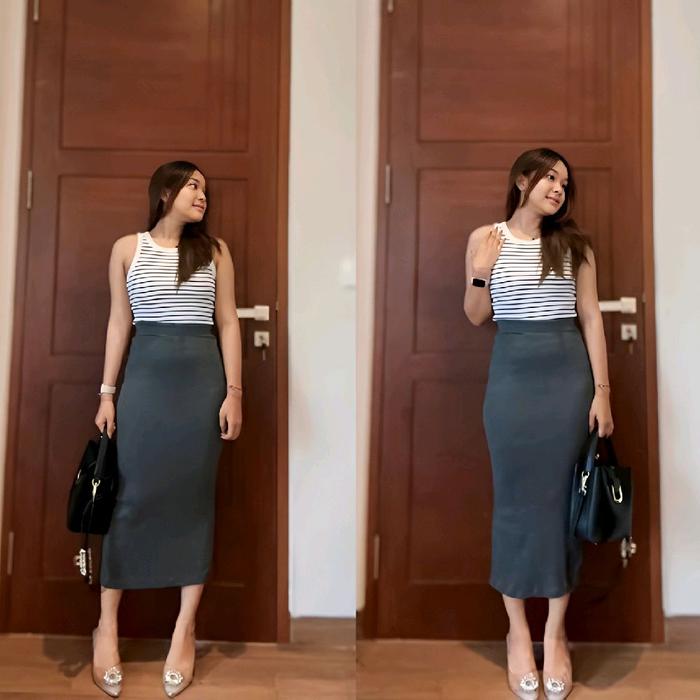 Premium Rok Span Rajut Tebal / Bawahan Wanita Panjang Dewasa Casual / rok gereja wanita kristen