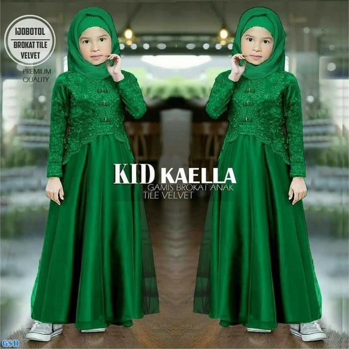 Kaella Kids Gamis Brokat Kondangan Anak Perempuan 3 Sampai 13 Tahun Fashion Muslim Anak Perempuan Dr