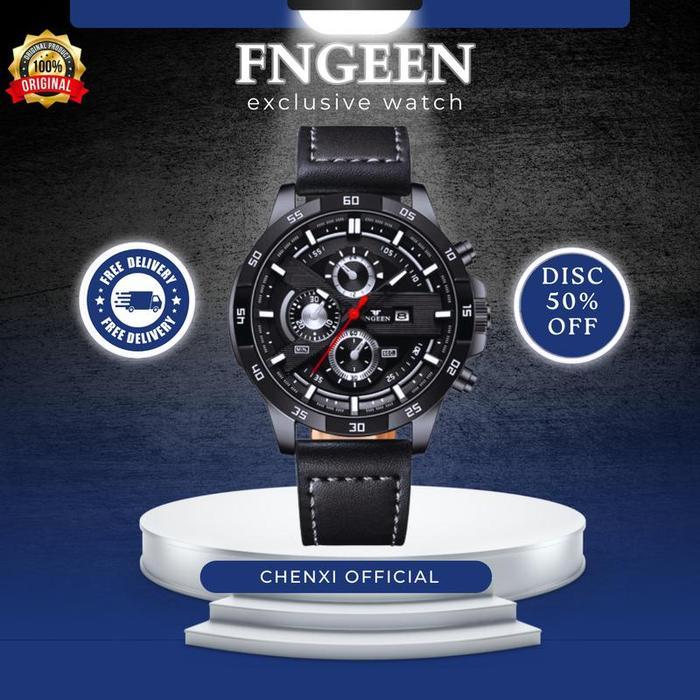 PROMO!! Watches FNGEEN 5216 Jam tangan Tali kulit Original Anti Air Bisa Cod STOK TERBATAS!!