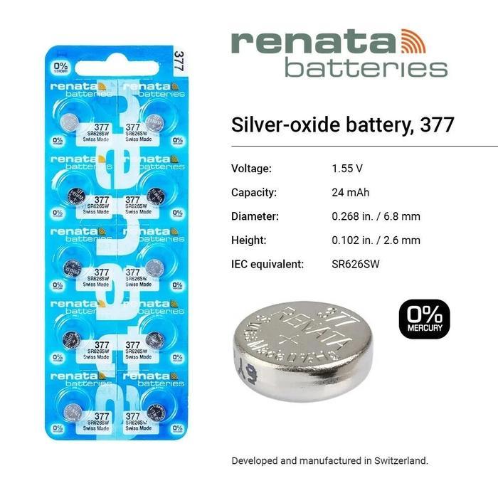 Renata Ori 377 Sr626Sw Baterai Jam Batrai Batrei Battery Batre Asli Sr626 Sw Sr 626 Prenium