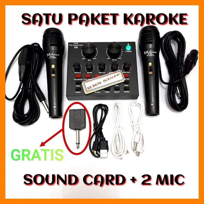 ALAT KAROKE SATU PAKET Mixer mini mic MURAH KUALITAS BAGUS sondcad sonkad Soundcard Broadcast Microp