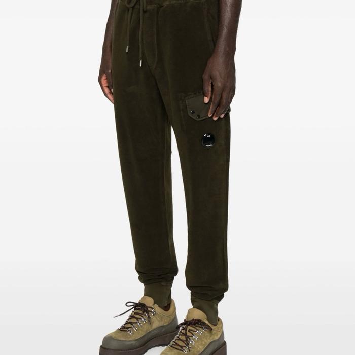CP Company Black Diagonal Raised Fleece Lens Pants