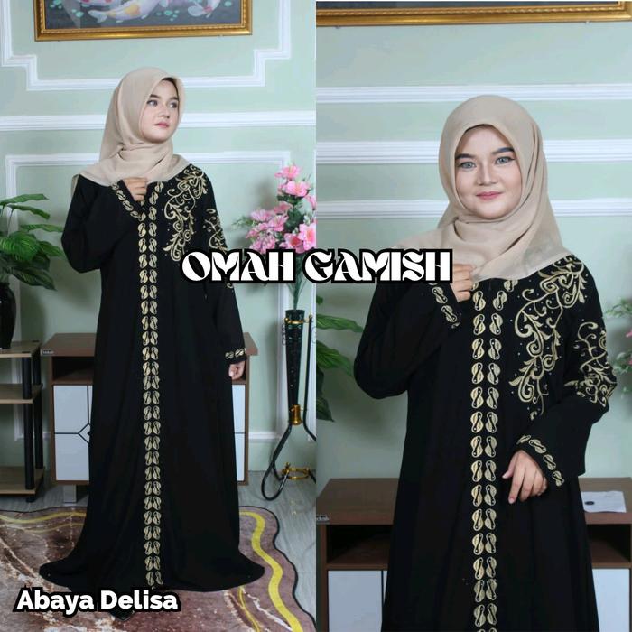 abaya DELISA bordir GOLD simple untuk lebaran by anugerah berkah abaya