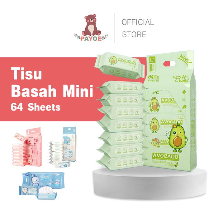 PAYOE 8pcs/pack tisu basah mini / tisu basah bayi non alkohol