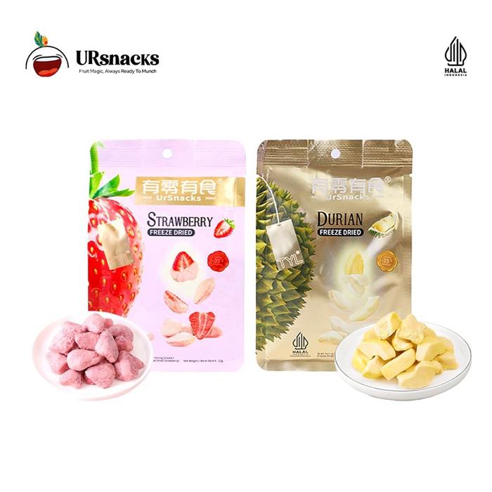 URSNACKS Bundle Of 2 - Freeze Dried Keripik Sehat Strawberry + Durian