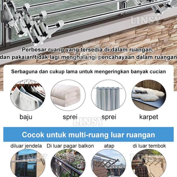Jemuran Dinding Lipat Stainless 2 Meter Jemuran Baju Pakaian Dinding Jemuran Lipat Dinding