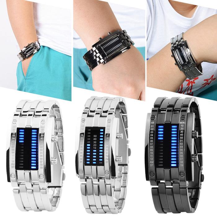 Fashion Couple Watch Men Women Luxury Watch Lovers Stainless Steel Clock LED Date Bracelet Watch Bin