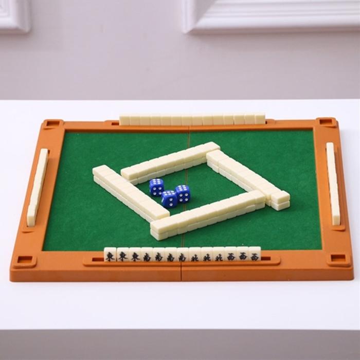Set Mahjong Mini 6 In 1 Meja Majiang Lipat Portabel Permainan Poker