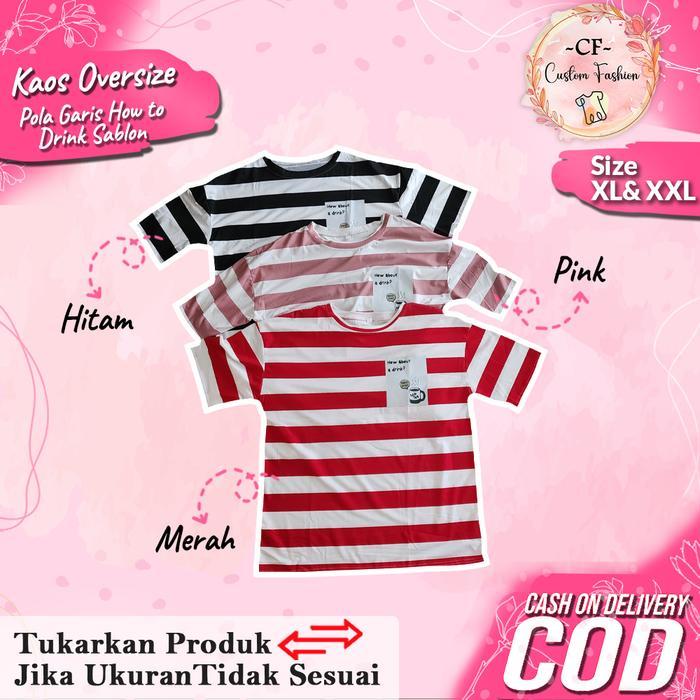 Tee Tshirt T-Shirt Jumbo Oversize Kaos Wanita Motif Belang Coffee Prenium