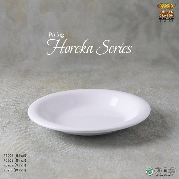 PUTIH Piring Lontong 10 Inch Horeka Bulat Melamine Golden Dragon P6210