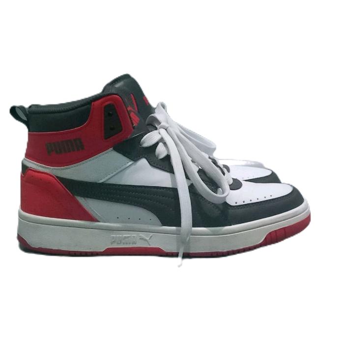 SEPATU SNEAKERS PUMA REBOUND JOY WHITE ASPHALT ORIGINAL PRELOVED LIKE NEW SHOES