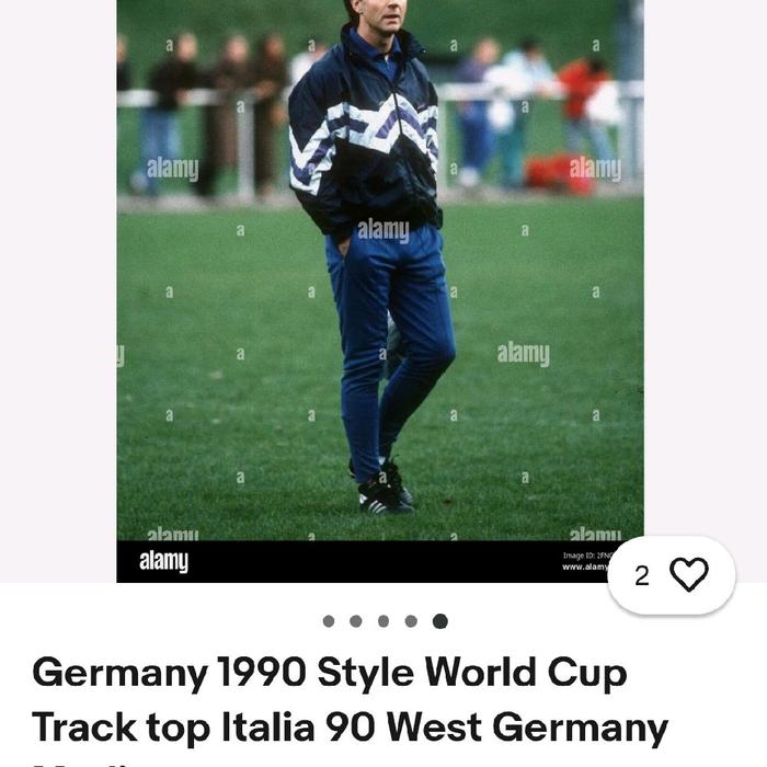 jaket windbreaker vintage adidas big swoosh jerman barat world cup italia 1990 franz Beckenbauer