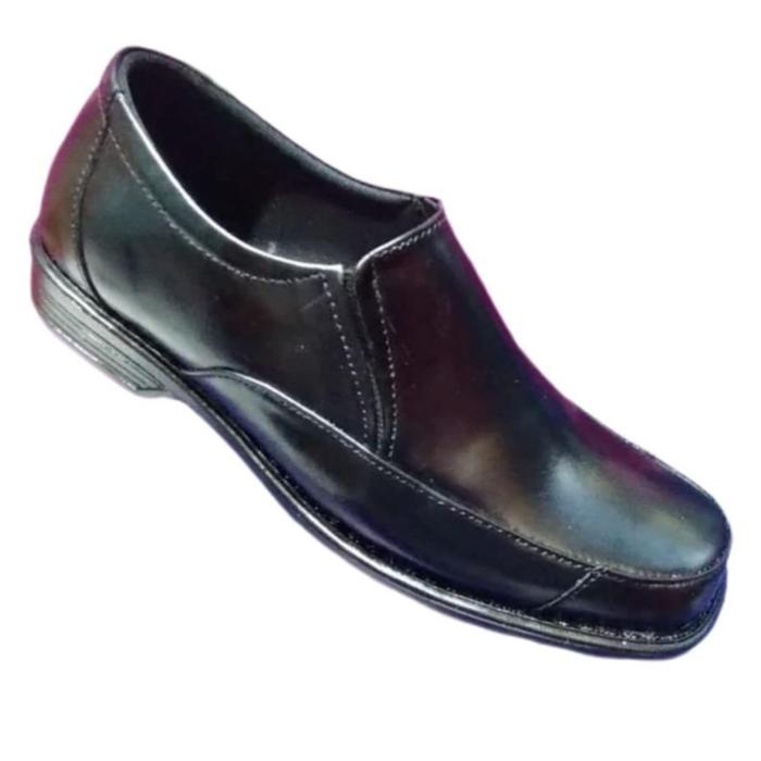 Yudibinjai Sepatu Formal Anak Laki-laki Bahan Kulit Asli Hitam Karet Shoes Pantopel Anak Kulit Sapi 
