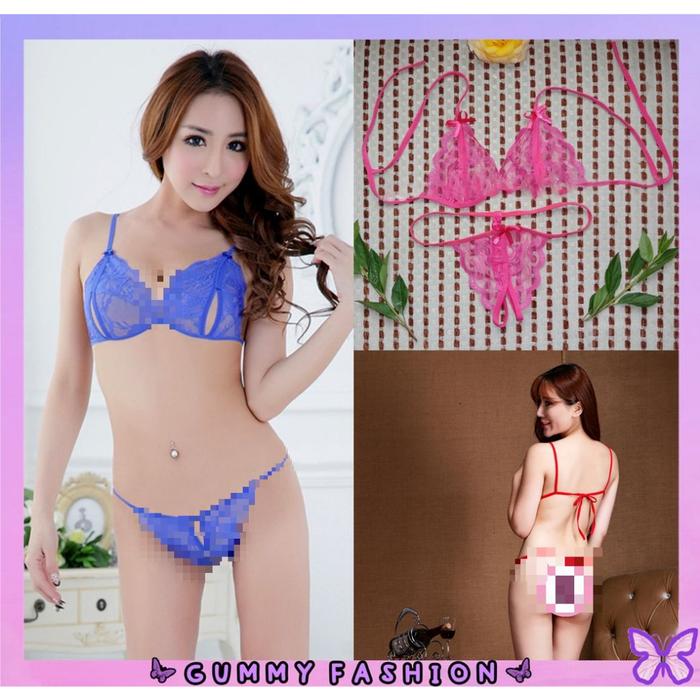SALE !! •GUMMY• BS001 SET BRA LINGERIE SEXY & CELANA DALAM MODEL LACE TRANSPARANT IMPORT COD TERMURA