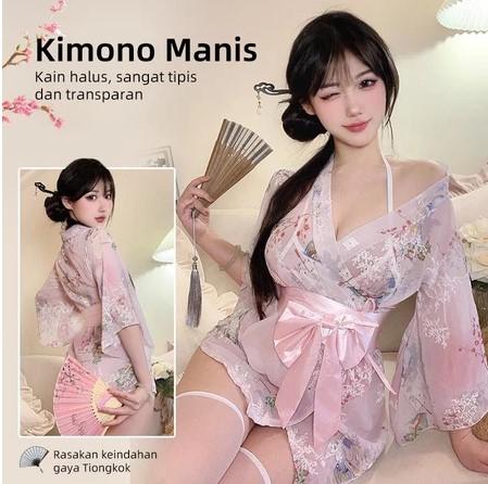 Lingerie Sexy Wanita Baju Tidur Seksi Pure Desire Kimono Lingerie Set Lingering Sexy Transparan