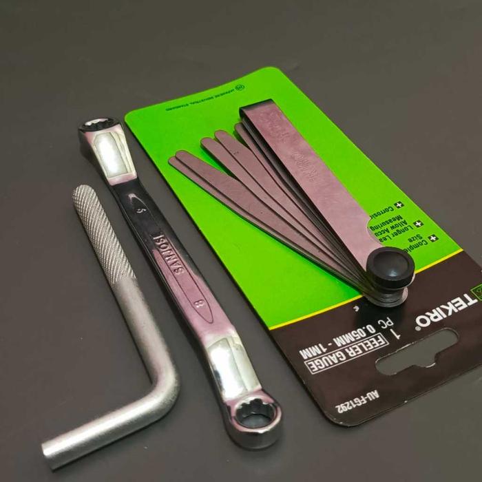 Paket Kunci Stel Klep Tekiro Feeler Gauge 0.05 - 1 MM 13 Blade Fuller Tekiro Kunci Klep + Kunci Ring
