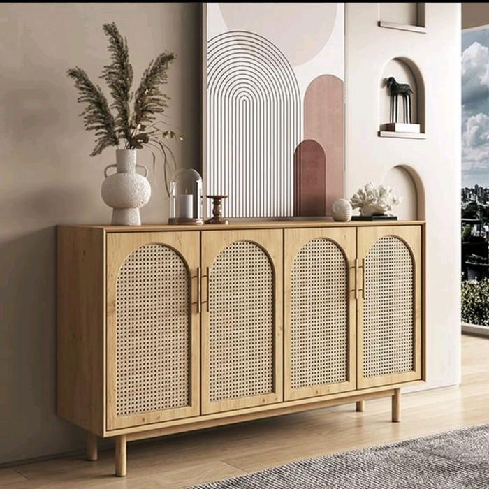 Meja TV Rotan Retro Modern Jati Jepara dengan Desain Elegan dan Fungsional