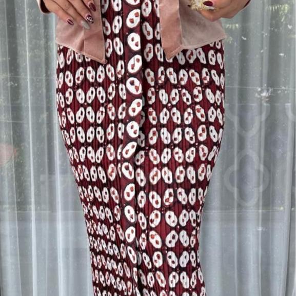 JUAL MURAH!rok plisket batik wiru/wiron kawung coklat Motif Kain Lilit Panjang Standar Wanita Biru
