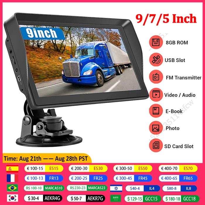 Navigasi GPS mobil 9/7/5 ", pemancar FM layar sentuh 256M + 8G Eropa