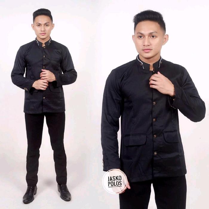 NEW JASKO POLOS ATASAN JAS BAJU KOKO PRIA COWOK DEWASA WARNA HITAM PUTIH ABU BIRU ELEKTRIK BIREL BIR