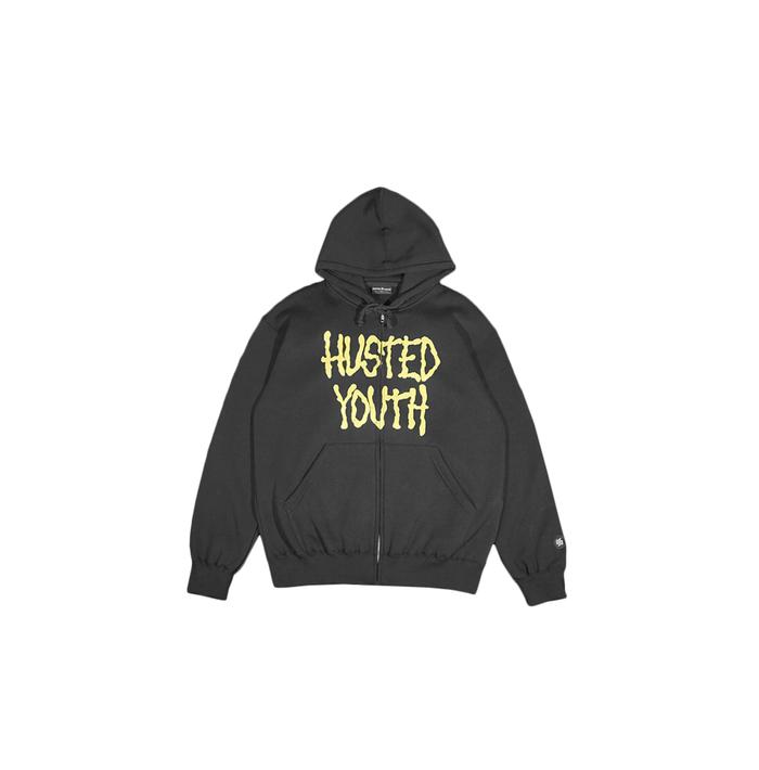 0226 JAKET HUSTED RATEPAL BLACK ZIPPER HOODIE