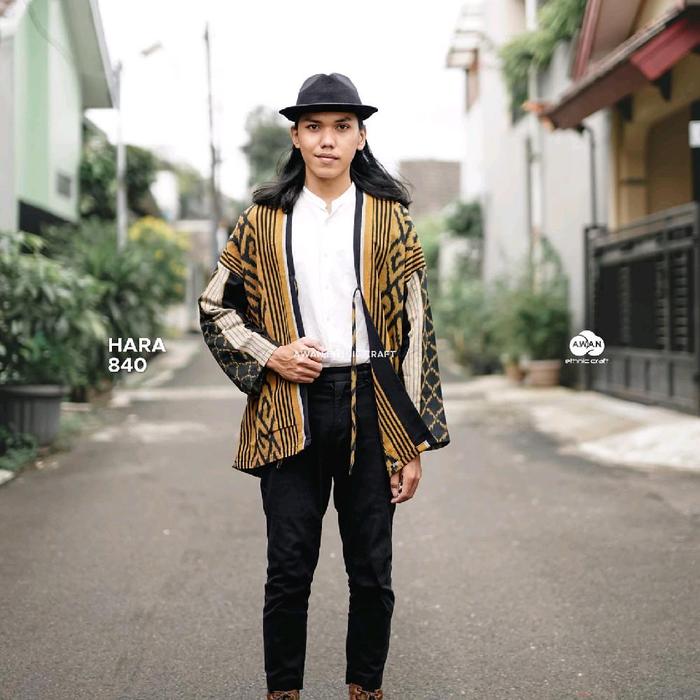 OUTER PRIA TENUN TORAJA ETNIK KUNING KUNYIT