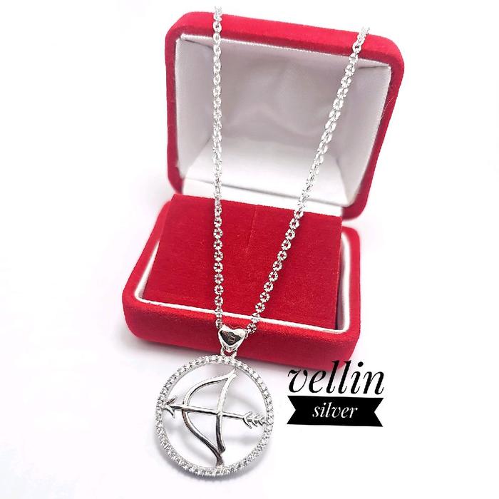 Vellin Silver Kalung Liontin Desain Busur Panah dengan Rantai Elegan Silver 925 Asli Antikarat