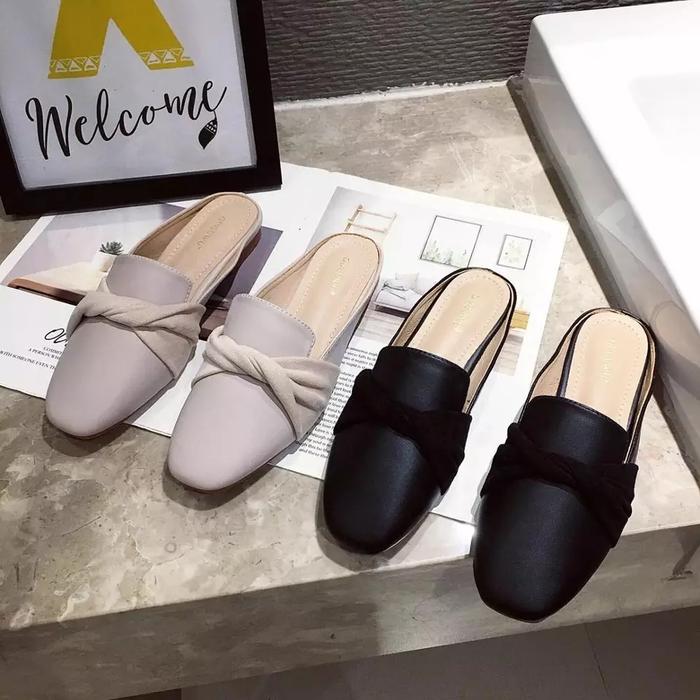 LOWLY SHOES - Sepatu Flat Slip On Bustong Flatshoes Wanita Simpel Ootd Kekinian Bahan Sintetis Hiasa