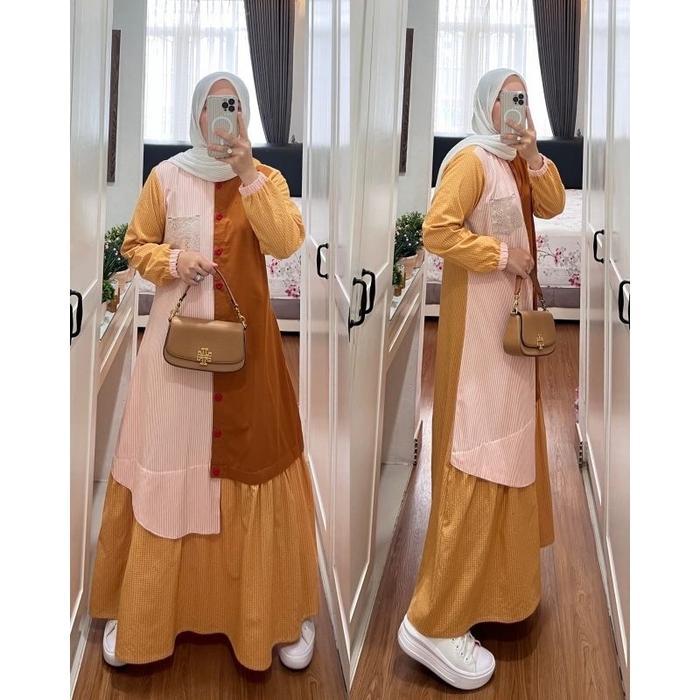 GAMIS KATUN KOMBINASI SYAINA SEMUT Gamis semut