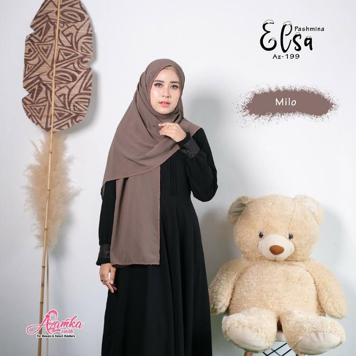 Baru Azamka Hijab Pashmina Elsa Ready AZ 199 Pasmina Babydoll Premium embroider