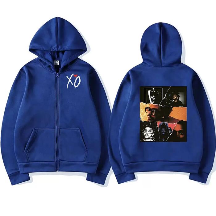 Weeknd Xo Fashion Zipper Hoodie Zipper Jacket Sportswear Men's and Women's Hip Hop Pullover Hoodie S