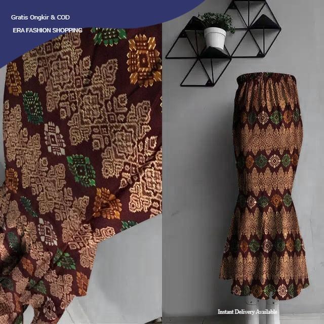 Baju Rok DUYUNG Batik OX Rok Wanita Batik silk prada coklat Fashion Kekinian Ramadhan Lebaran 2025 K