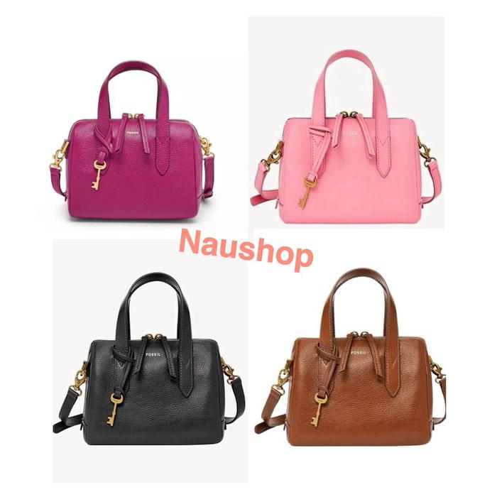 F ossil FSL Mini Sydney satchel Brown Black Ecru Stripe Multi country rose pink sapphire