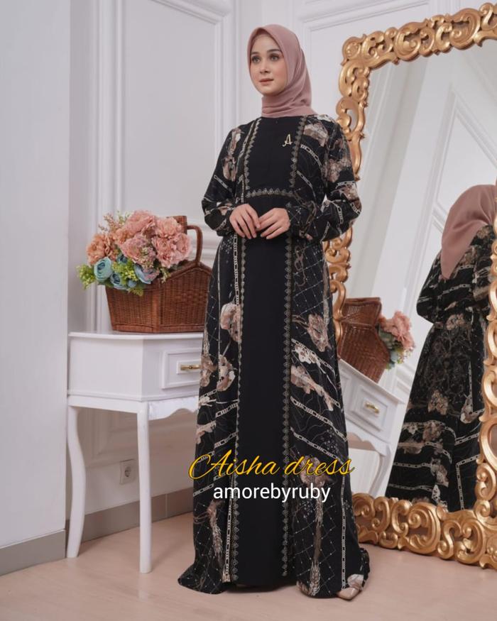 gamis motif simple elegant aisha dress amore by ruby gamis kondangan