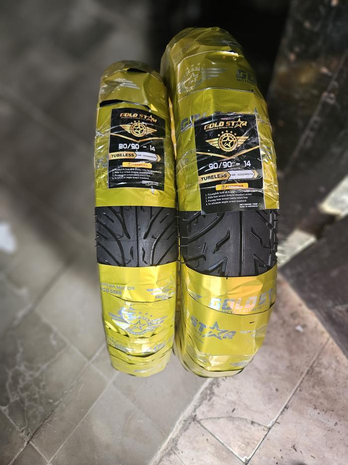 ban TUBLESS matic SEPASANG depan belakang ukuran 80/90 dan 90/90-14 merek goldstar