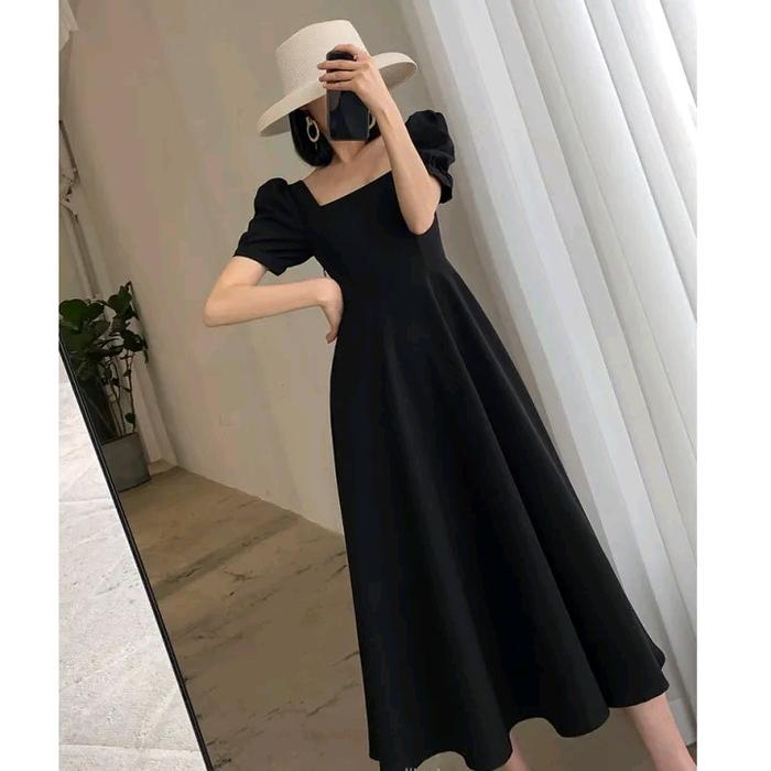 CF - Lora dress fashion crepe / dres midi ruffle hanji dress dress rumahan Gaun Panjang Wanita Simpl