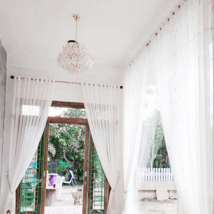 Gorden/Tirai Jendela Vitrase Smokring 200 x 300 cm Tinggi 3 meter Polos Bahan Voil Import
