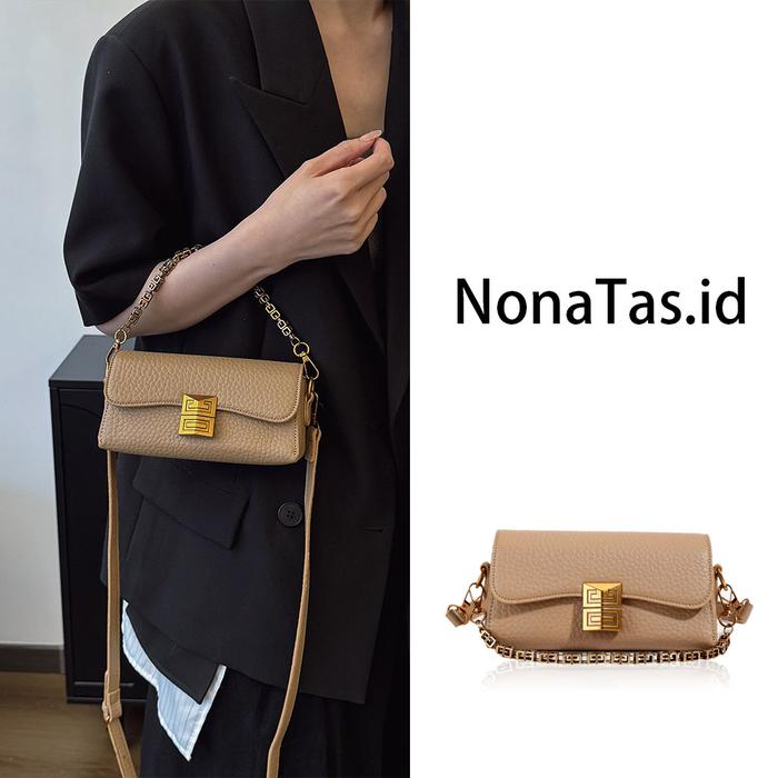 NonaTas Tas Selempang Wanita Elegan Tali Rantai Premium dengan Penutup Magnetik. Tas Bahu Kulit Sint