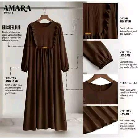 Gamis Rempel Amara- Dress Rempel Dada - Gamis Rempel Crinkle Premium
