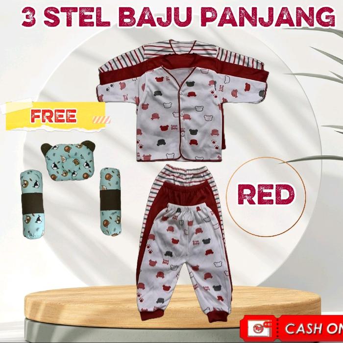 Kny Baby - 3 Setel Baju Bayi Panjang, Pendek, Kutung Free Bantal Guling Anak