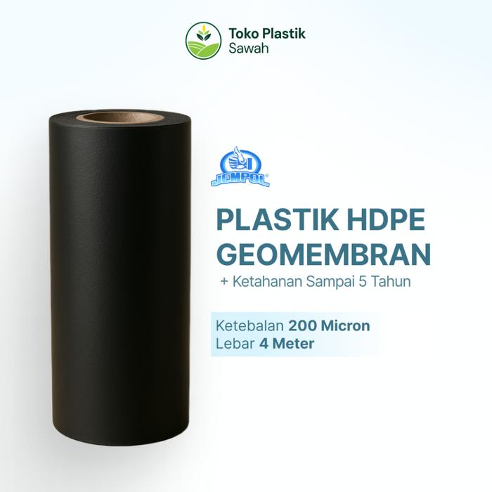 Geomembran HDPE Plastik Kolam Tebal 200 Micron Lebar 4 Meter