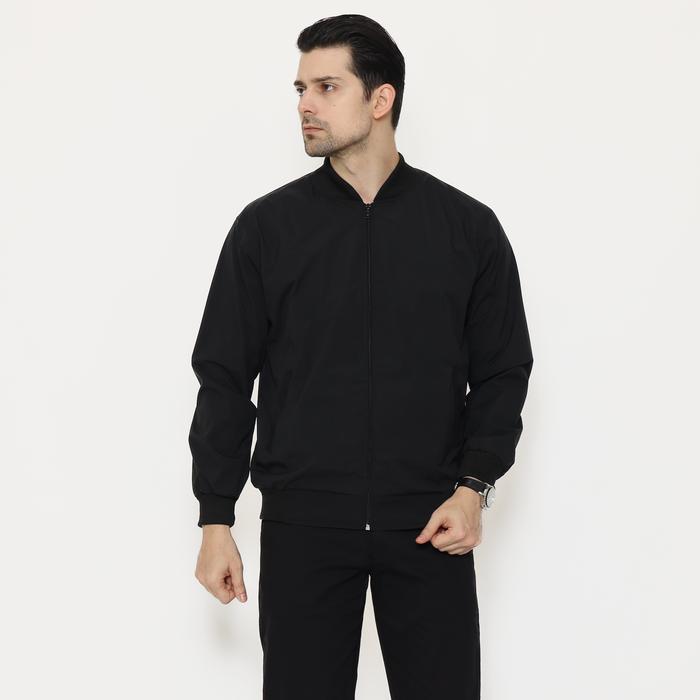 Jaket Hitam Pria Polos taslan balon premium import Model Bomber Lengan Panjang Resleting – Rapi & Ny