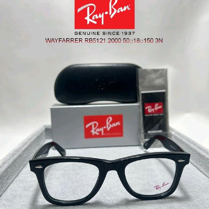Ray-Ban Kacamata Wayfarer RB5121 2000 50-18-150 3N Asli Sejak 1937 dengan Kotak dan Kain Pembersih