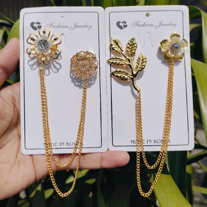Bros rantai kebaya, bros janggan premium, b noros kutu baru import dengan permata zircon bening !