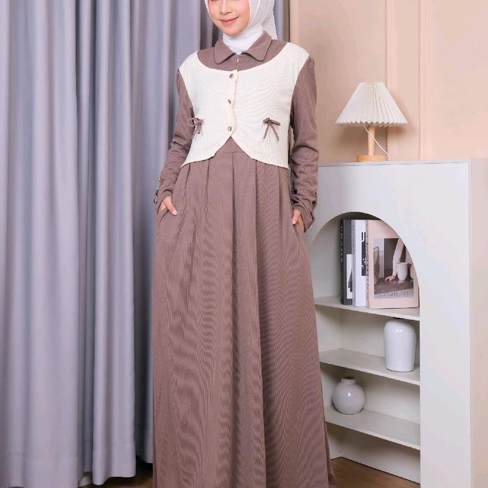 gamis rompi knit premium terbaru