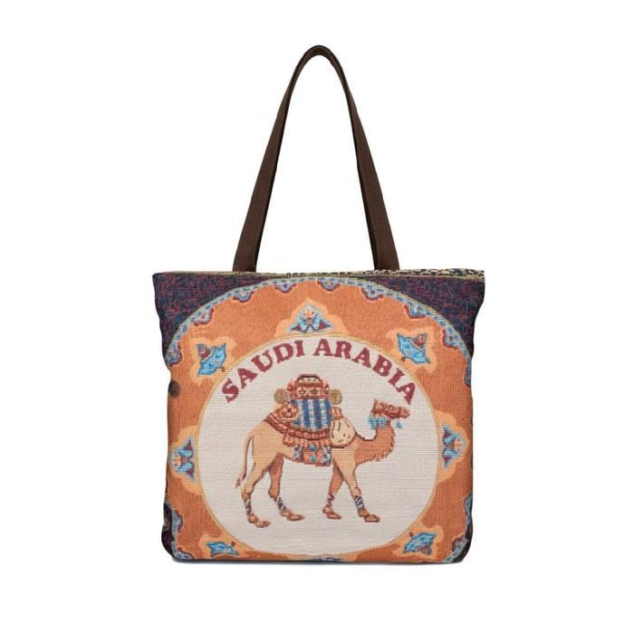 Totebag Tas Kanvas Suvenir Tote Bag Oleh Oleh Shoulder Bag Hadiah Jalan Jalan Mekkah Madinah Arab Sa