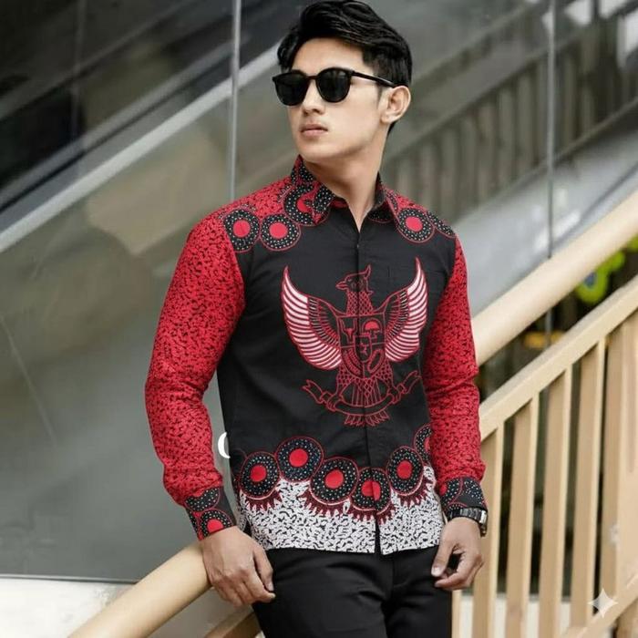 Kemeja Garuda pancasila, batik garuda pancasila, kemeja batik lengan panjang